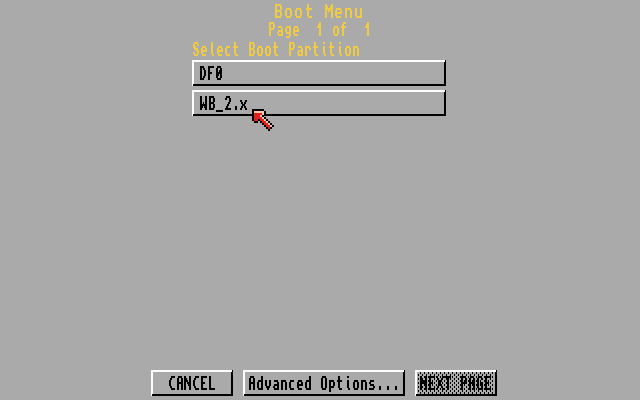 The AmigaOS 2.0/2.1 Boot Menu