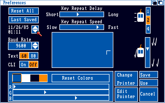 The AmigaOS 1.1 Preferences editor