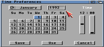 The AmigaOS 2.0 Time Preferences editor